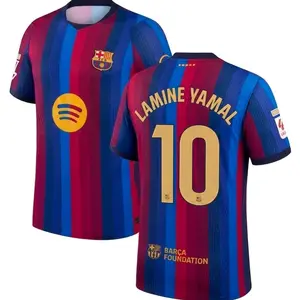 Unisex Soccer Jersey Blue Red Striped Soccer Jersey #10 Yamal Fan Style Football Shirt 2026/2027