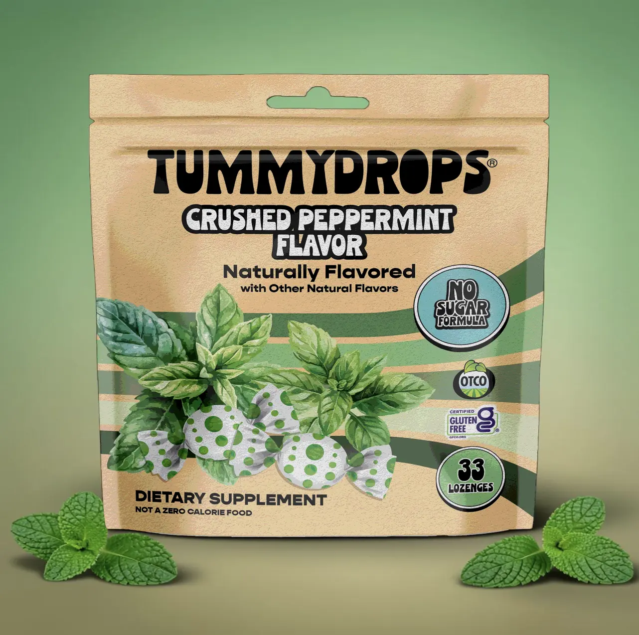 Tummydrops Organic No-Sugar Crushed Peppermint Wellness Supplement, 33 ct, Yes