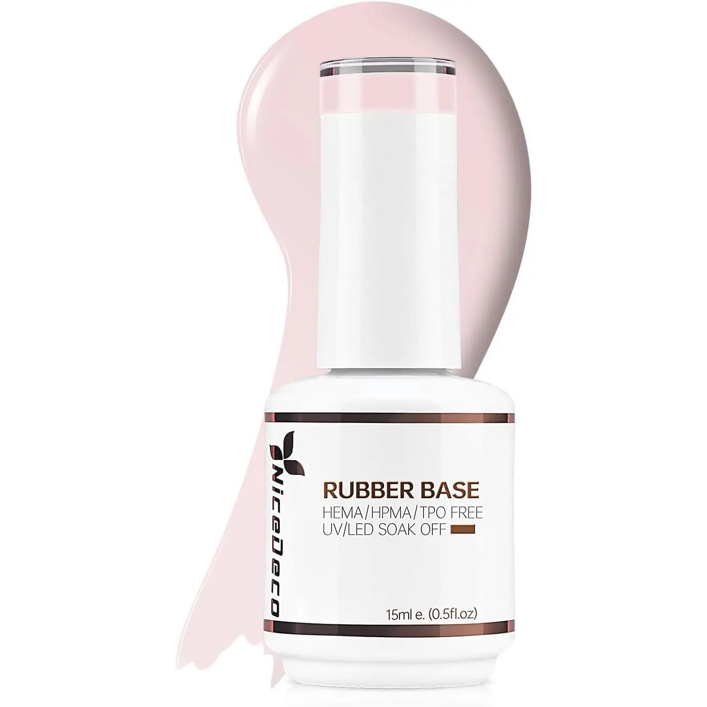 Nicedeco 4 In 1 Rubber Base Gel For Nails, Hema Free Clear Sheer Color Gel Nail Polish UV LED Soak Off, Elastic Rubber Nail Strengthen Enhance Base Coat Color Gel Polish 024