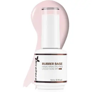 Nicedeco 4 In 1 Rubber Base Gel For Nails, Hema Free Clear Sheer Color Gel Nail Polish UV LED Soak Off, Elastic Rubber Nail Strengthen Enhance Base Coat Color Gel Polish 024
