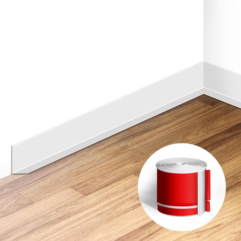 Flexible Baseboard Molding Trim 3 Inch(W) x 40 (L) Self Adhesive Vinyl Wall Base Peel and Stick Cove Base,Rubber Wall Base. (White)