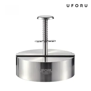 UFORU 304 Stainless Steel Burger Patty Press, Hamburger Maker with Spring Press Handle, Round Meat Press Mold for Beef, Turkey, Chicken, Pork, Veggie Patties, BBQ & Kitchen Prep#SummerWins#dealsforyou