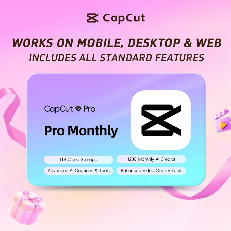 CapCut Pro Monthly Plan - Full Access on Mobile, Desktop & Web with All Standard Features