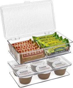 Sorbus Organizer Bins with Lids - Small Clear Storage Box for Fridge, Freezer & Food Storage, Lightweight Plastic Set, Stackable Design Containers