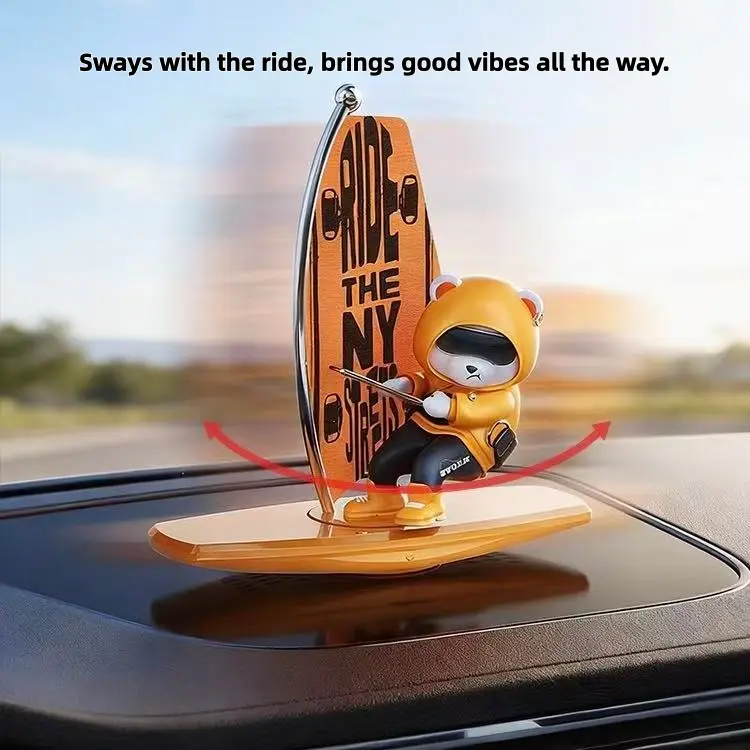2026 New Car Surfing Bear Ornament, Creative Dashboard Swing Figurine with Premium Aromatherapy, Perfect Gift for Boyfriends & Car Enthusiasts, Collectible Edition, Car Accessories, Car Hanging Decoration