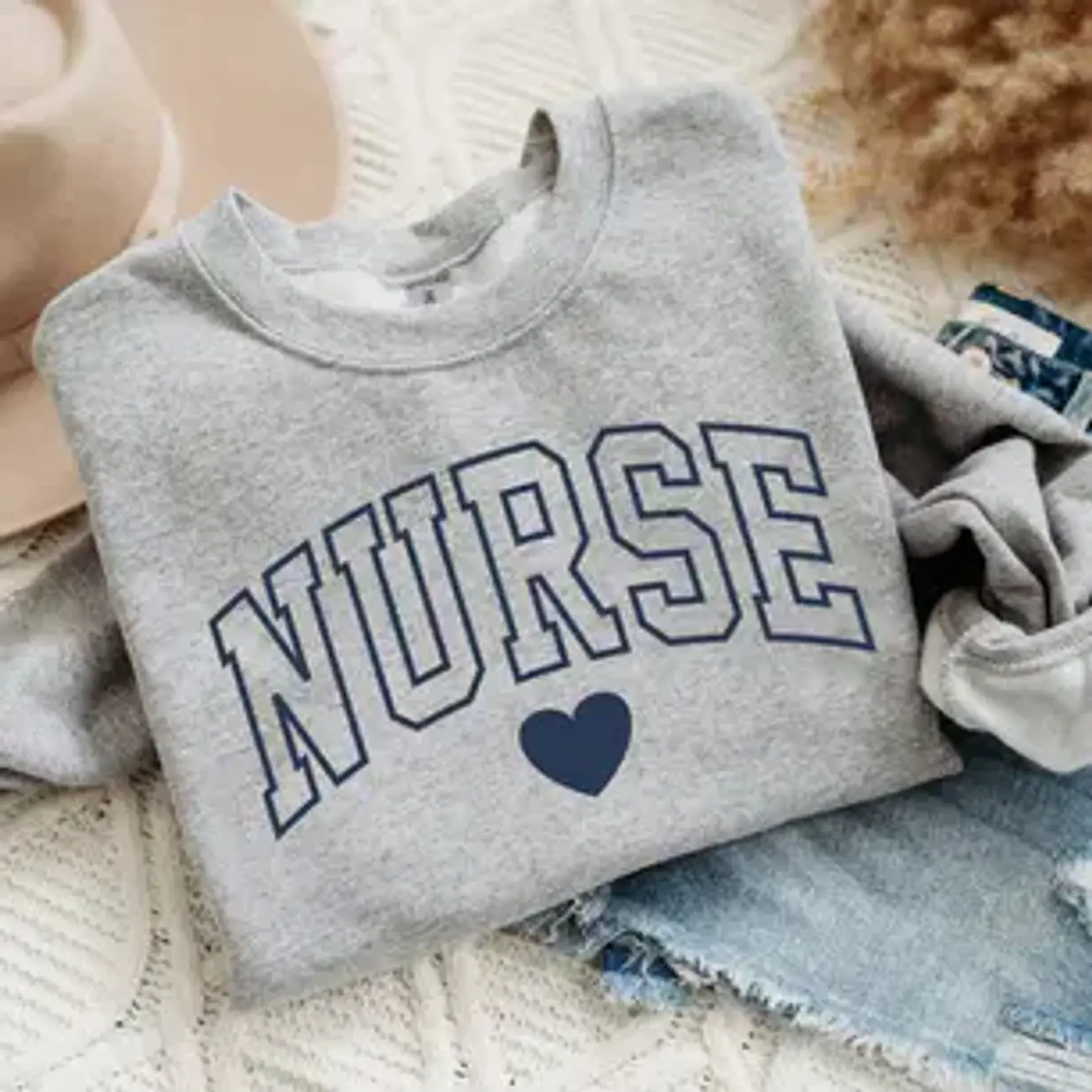 Nurse Sweatshirt | Retro Heart Design for RNs & ER Nurses Tshirt, Hoodie and Sweatshirt P