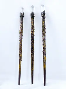 Natural Crystal Witch Wand, Handmade Vine Pattern, Gothic Magic Style, Role Play and Altar Decoration, Ornaments, 1 Piece Transparent Crystal Wand