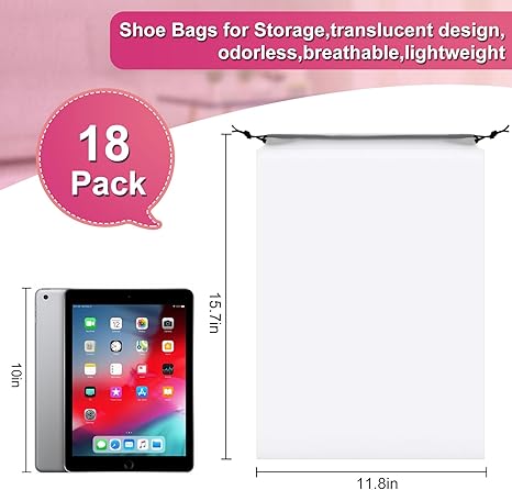 18-Pack Shoe Storage Bags – 11.8×15.7in Travel Organizer for Men & Women