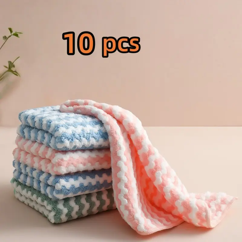 10 kitchen towels, super absorbent dishwashing kitchen towels, soft dishcloths for drying dishes, kitchen cleaning cloths, random colors, Kitchen Towel Set