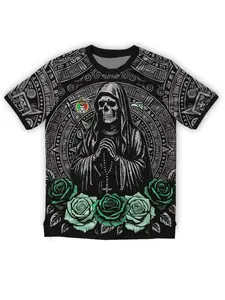 Mint Skull Soccer Jersey, Mexican Day of the Dead Theme Unisex Football Shirt, Casual Fitted Short Sleeve for All Seasons