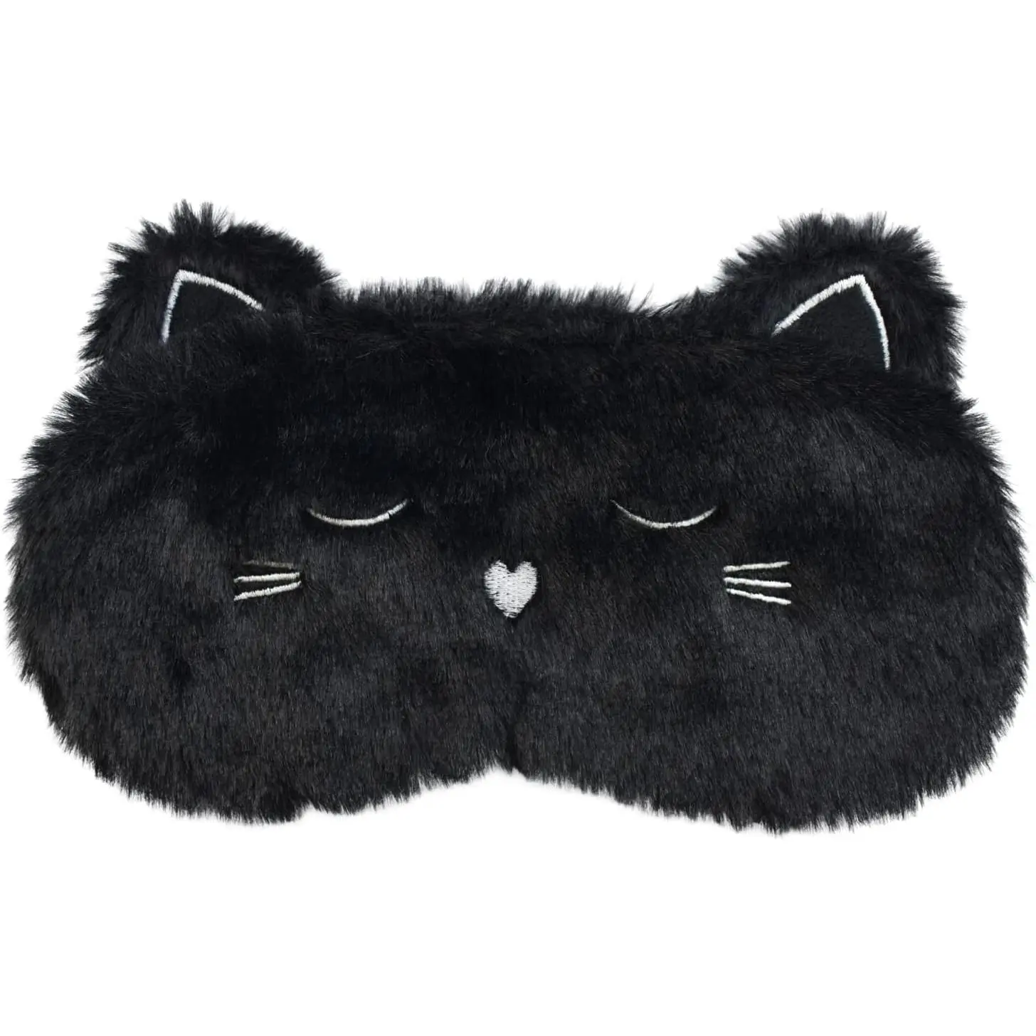 Cute Black Cat Plush Eye Mask for Kids and Adults, Soft Cartoon Animal Design, Lightweight and Comfortable for Travel, Novelty Gift, Cartoon Face Masks, Girls, Polyester, Office, Travel Size
