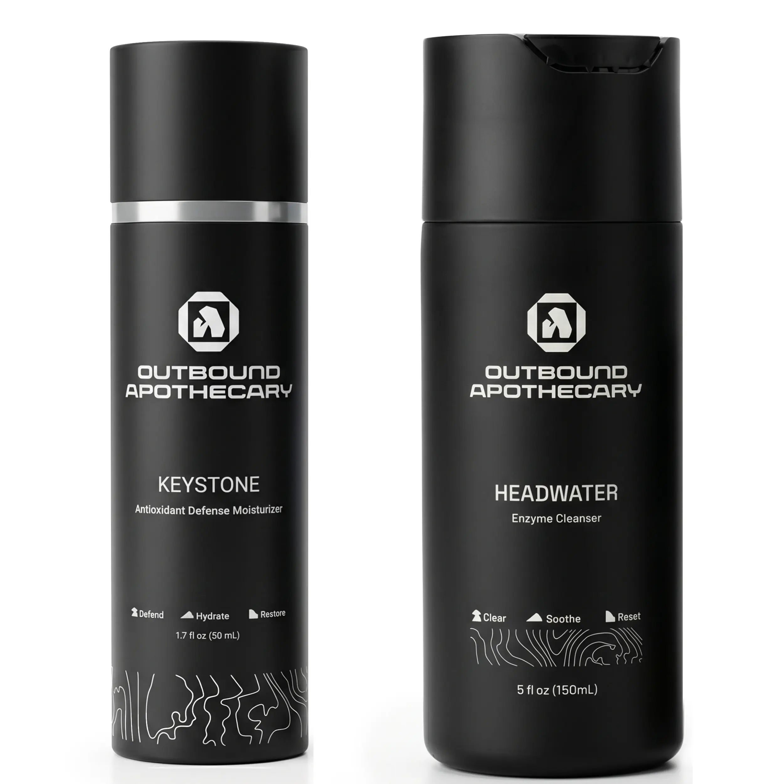 Outbound Apothecary The Baseline - Men's Skincare Set with Enzyme Cleanser + Antioxidant Face Moisturizer, 2-Step Daily Routine for Sweat, Sun & Outdoors