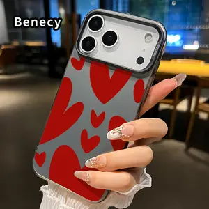 Phone Case for iPhone 17 Pro Max 16 Plus 15 14 13 12 11 Air E Hearts in Harmony Pattern Full Body Protection Anti-Scratch PC Smartphone Cover