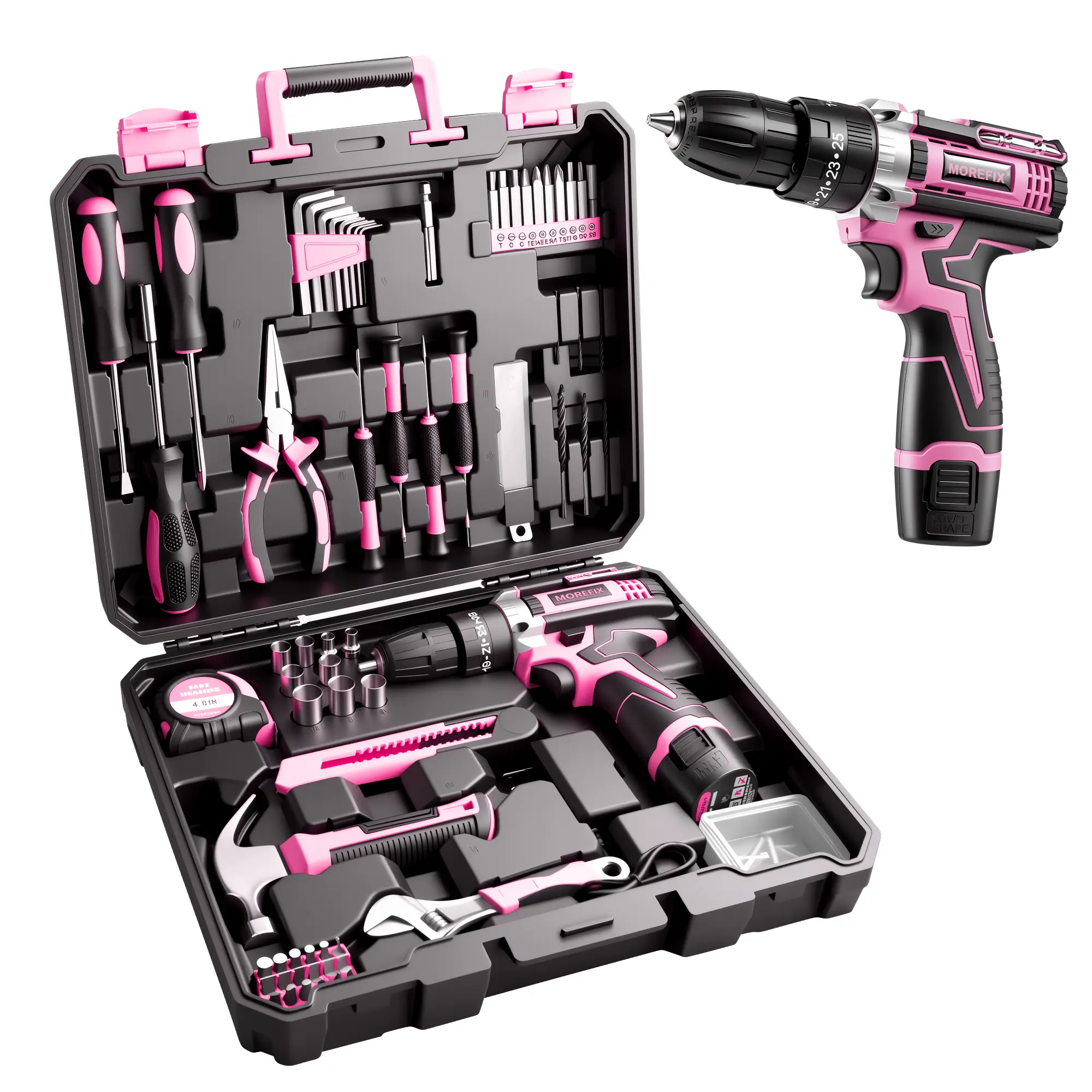 【FathersDayGift】Cordless Drill Set – Mother's Day Gift  154-Piece Home Tool Kit With Storage Case, DIY Power Tools For Fence Work, Home Décor, Furniture Assembly & Everyday Repairs