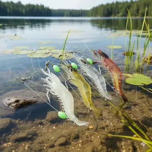 Glow-in-the-Dark Silicone Shrimp Lure with Long Afterglow, Saltwater Freshwater Artificial Fishing Lure for Trout, Bass, Bream. Eco-Friendly Material, Anti-Tangle Design with Treble Hook.