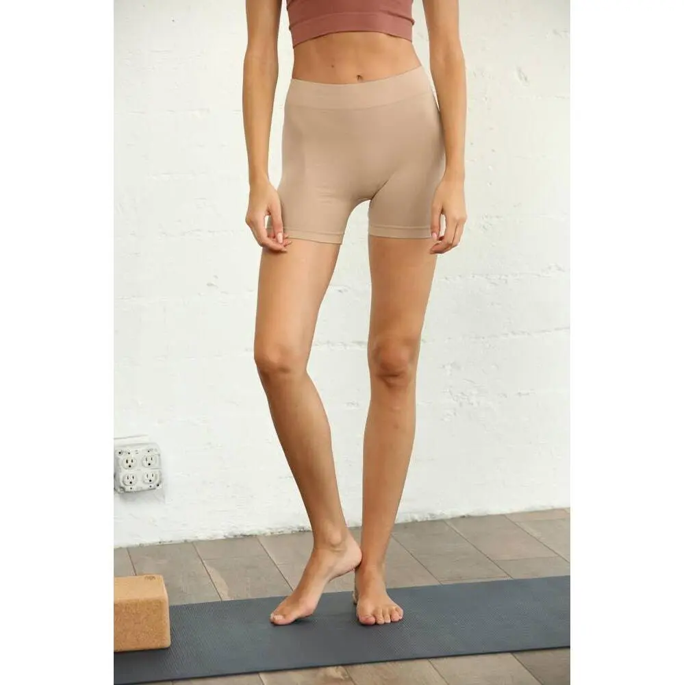 Sporty Seamless Sports Shorts - Light Taupe, SM Size, Gym Workout Activewear, Sporty Sports Shorts
