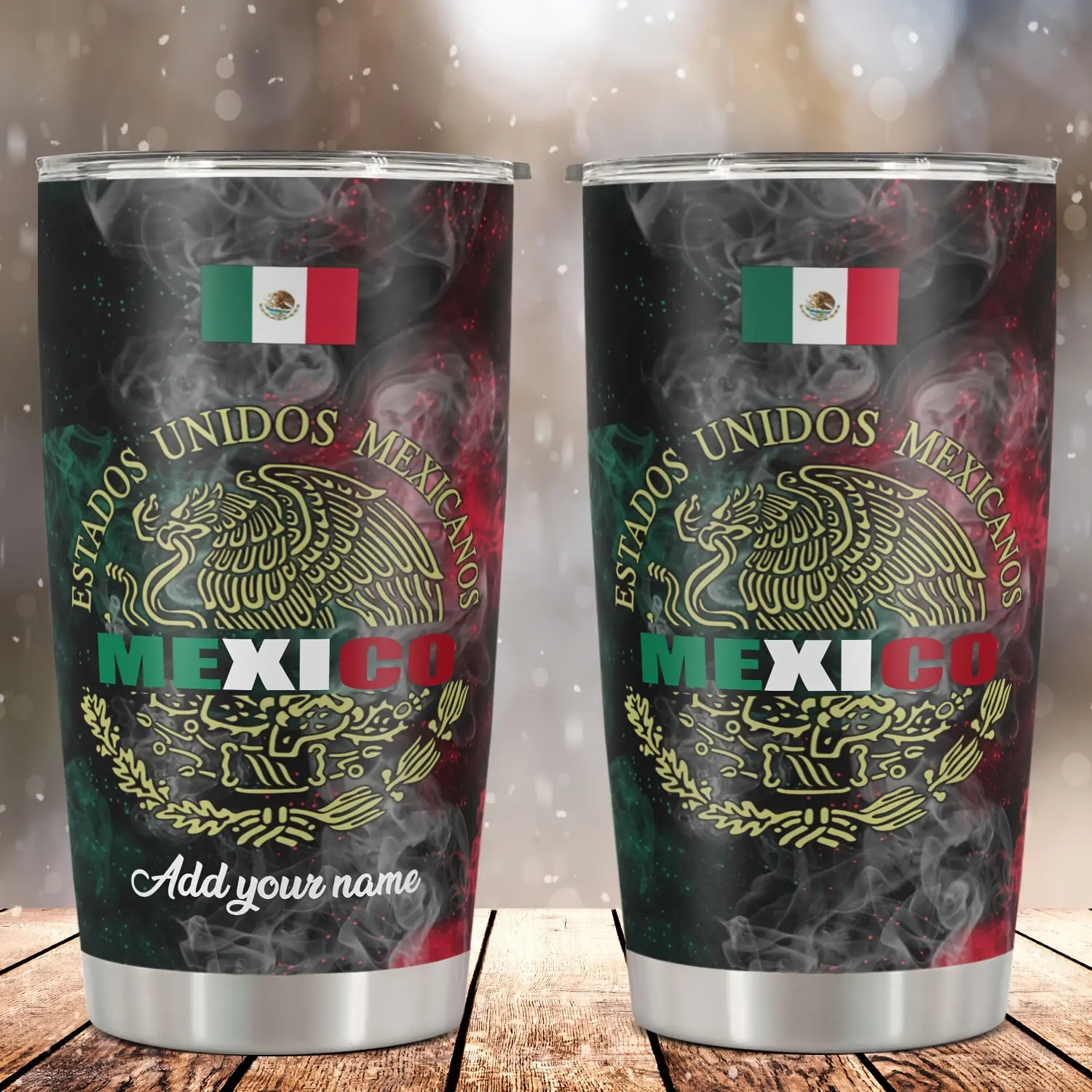 20oz Customized Stainless Steel Insulated Airtight Cap Water Bottle - 1pc Vibrant Mexican Flag Eagle "MEXICO" Printed Plastic-Free Drinkware, Durable Reusable Kitchenware, Ideal Christmas Gift for Mexican Loved Ones, Airtight Cap Water Bottles