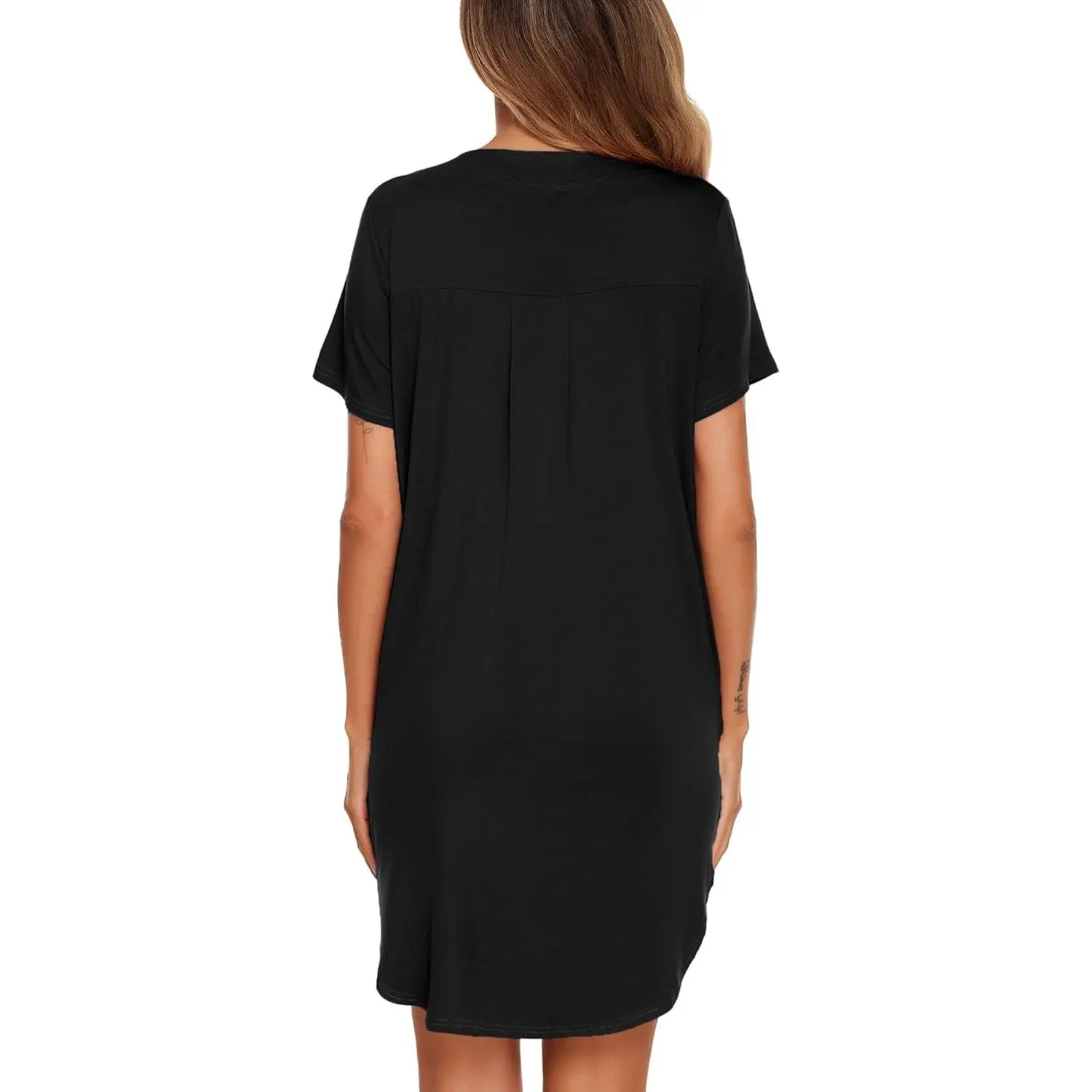 Women V Neck Button Down Nightgown Women V Neck Button Down Nightgown