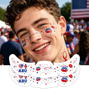 2-Pack July 4th Patriotic Star Freckle Temporary Tattoo Stickers, Waterproof Face Makeup Tattoos for Independence Day Parties