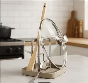 Multifunctional Pot Lid Stand & Utensil Rest, Pot Lid Holder, Pot Lid Rack, Utensil Holder, Utensil Stand, Spoon Rest, Spatula Stand, Spatula Holder, Cooking Assistant Rack