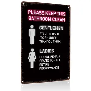 8x12 Inch Aluminum Metal Sign - "Please Keep This Bathroom Clean" Funny Gendered Toilet Rules |   Perfect for Home Bathroom, Guest Restroom, Bar, Restaurant, and Public Restrooms |   Retro Rustic Tin Plaque, Easy to Hang, Hilarious Bathroom Decor