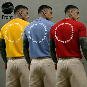 Unisex 3-pack Instagram-viral printed short sleeves; Y2K American street slim-fit short-sleeve T-shirt for men featuring a ring slogan print on the back; summer casual crewneck top—perfect for everyday wear, summer outings, and trendy street photography;