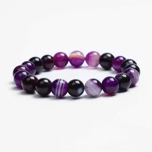 Agate Brand Purple Agate Bracelet for Women - Unisex Round Design Fashion Accessory Perfect for Special Occasions & Gifts