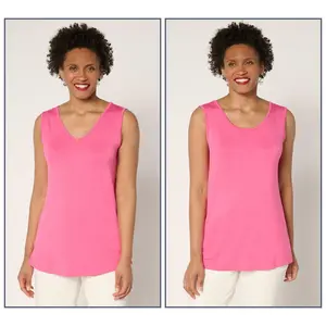 QVC Brandis Dress Out Loud Reversible Tank Top Women's Viscose Spandex Straight Hem Side Slits Round Neck Basic Knit Missy Plus Sizes