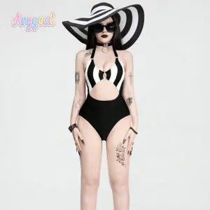 ANYGOAL Plus Size Full Coverage Retro Color Block Swimwear Women Tummy Control Modest One Piece Swimsuit plus size swimsuits swimsuits tummy control affordable swimsuits women bathing suits for tummy control High-Elasticity UnderwireSwimsuit summervibes