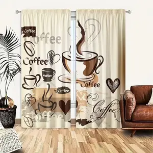 Coffee-Themed Curtains, Cozy Café Nook, Block Glare, Sip on the Vibe, Perfect for Morning Lattes, No Barista Needed