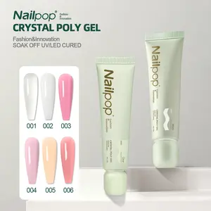 Nailpop Crystal Poly Nail Gel, HEMA & TPO Free 30g Nail Extension Gel, Super Smooth UV/LED Poly Gel for Quick Nail Extensions Salon Nail Art