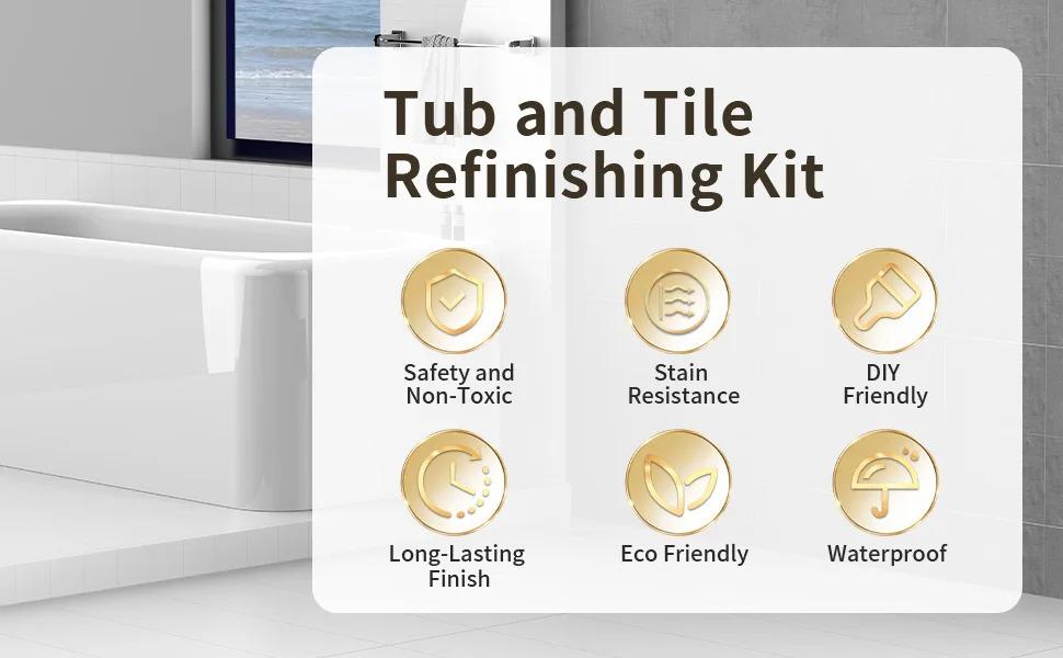 Ceramic Paint Kit for Bathtubs & Tiles, Includes Tools. Applicable to Ceramics,sinks, Countertops and Ceramics Floor Wall