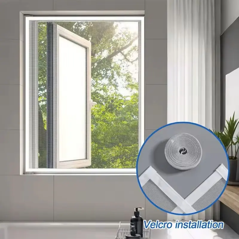 Magic Tape Window Mesh, Self-Adhesive No Drilling Mosquito Net, Zipper Opening, Zipper Closure, Easy Installation, Multiple Sizes Available