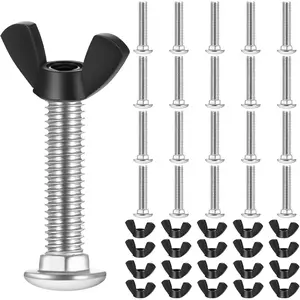 20 Set M6 Pet Carrier Fasteners Set Dog Kennel Replacement Screws and Bolts Butterfly Nuts Hardware Replacement Kit for Pet Carrier Black