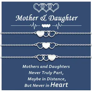 2/3/4Pcs Mother Daughter Bracelets Set Birthday Valentines Day Gifts for Her Grandma Granddaughter Aunt Niece Gifts Mommy and Me Sister Matching Wish Bracelets