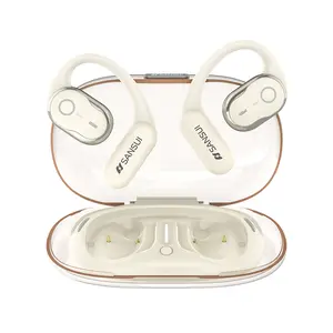 SANSUI Open-Ear Wireless Earbuds, Bluetooth 5.4 Sport Headphones, Non-In-Ear Air Conduction Earhooks with 36H Playtime, Hi-Fi Stereo & HD Call for Running, Workout, Cycling(White) tiktokshopspringglowup