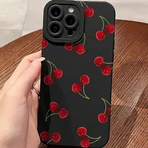 Cute Cherry Pattern Phone Case, Decorative Shockproof Full Protection Phone Case Suitable for iPhone 17 16 15 14 13 12 11 Pro Max and Other Models, Perfect as a Gift for Family and Friends, High-Quality Exquisite Phone Case
