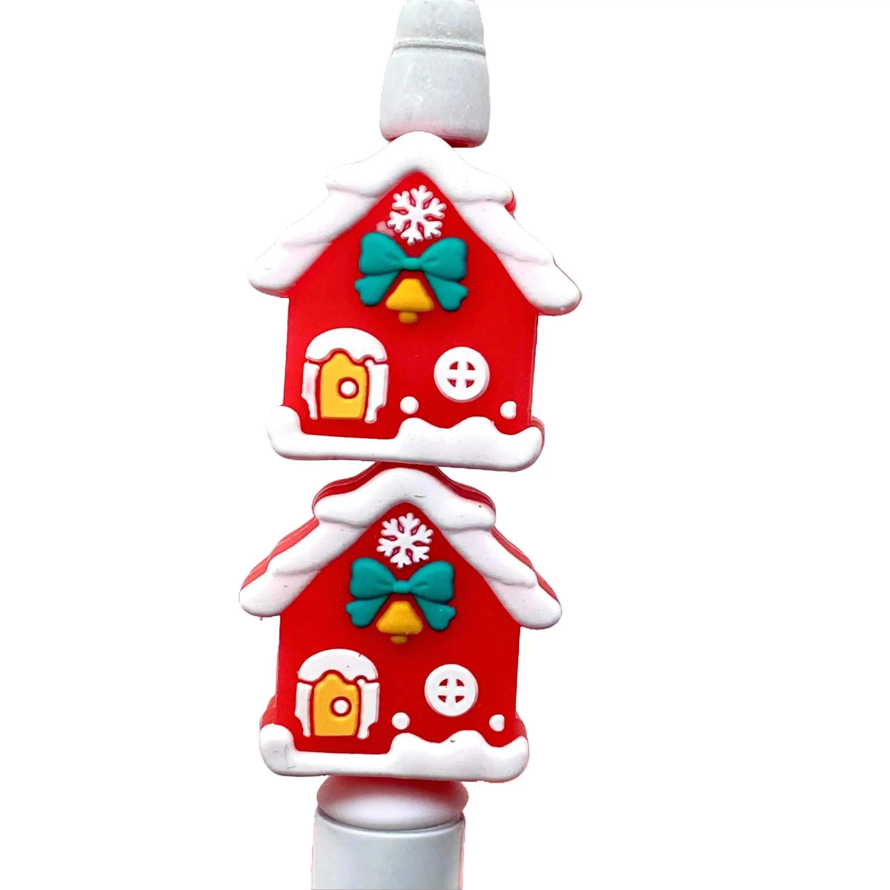 1pc This House Believes in Santa 3D Silicone Focal Beads Christmas Crafting & Beading DIY Supplies Beaded Keychains