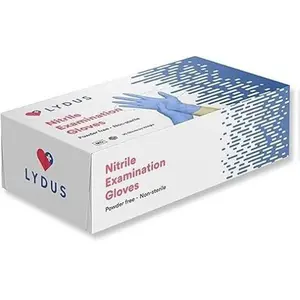 LYDUS Nitrile Examination Gloves XL Size Box of 90 Powder Free Non Sterile Medical Grade Gloves