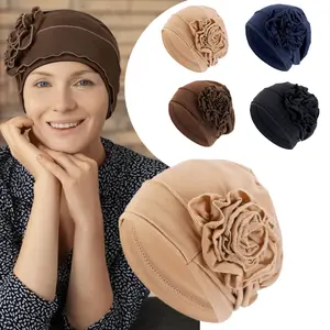 4 Pieces Cotton Beanie Turban Headwear, Soft Cancer Headwear Elastic Cancer Cap for Women with Hair Loss