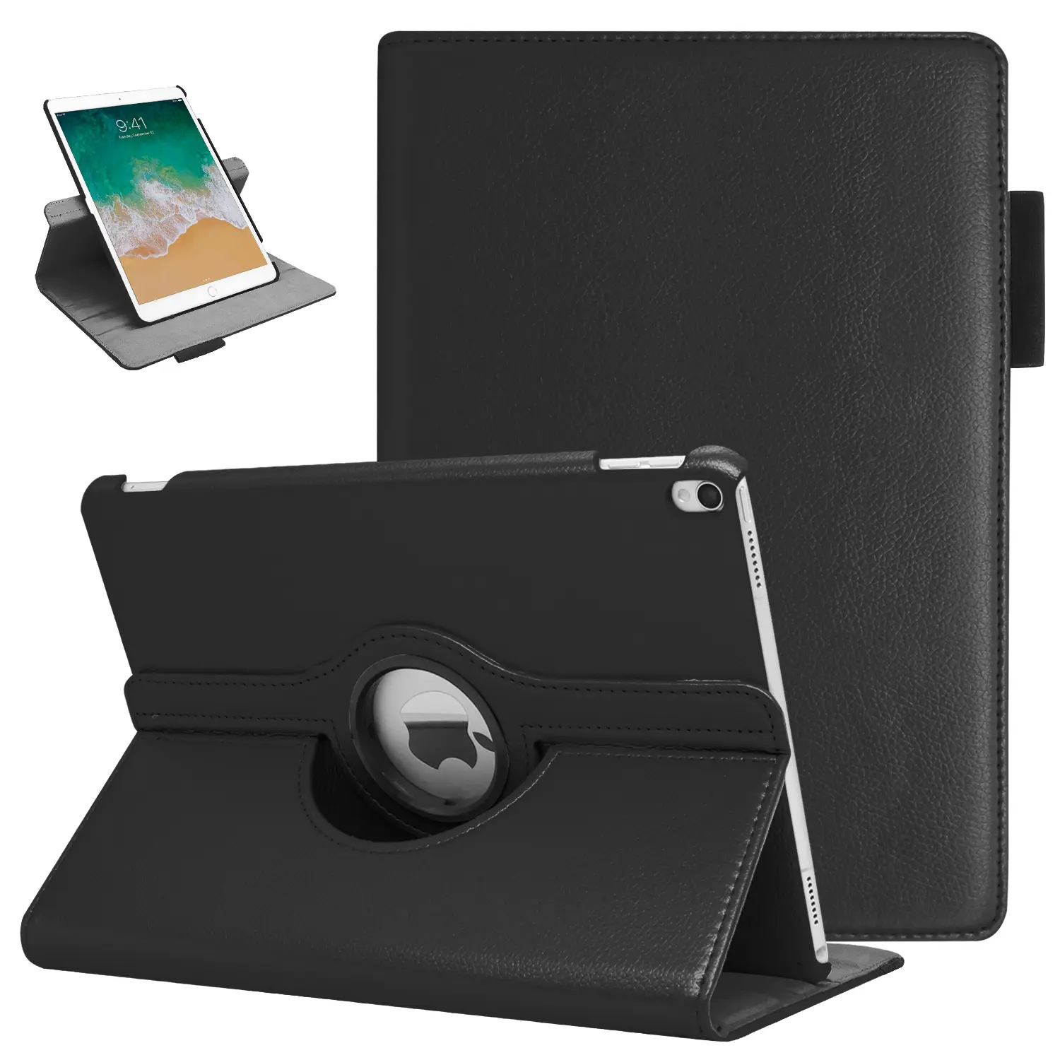 Durable Tablet Case with Accessories for 2019 iPad Air 3 & 2017 iPad Pro 10.5, 360-Rotating Smart Casing with Pen Holder for Protection & Landscape Viewing