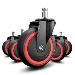 Office Chair Wheels Replacement, 3 Inch Heavy Duty Anti- Nylon Roller Wheels Set of 5, Office Desk Gaming Chair Black Casters for Hardwood Floors Carpet (11x22mm)