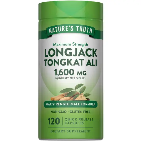 Nature's Truth Longjack Tongkat Ali 1600 mg - 120 Capsules - Max Strength Formula for Men - Non-GMO & Gluten Free Supplement
