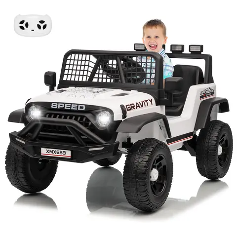 【ChristmasGifts】Flash sale toy items 12V Kids Electric Ride-On Truck with Parental Remote, Dual Drive Motors, 3 Speeds Up to 5 MPH, Spring Suspension, LED Lights & Built-In Music, Rechargeable Safe Toy Vehicle, Great Gift for Kids, Toys, Kids Outdoor Play
