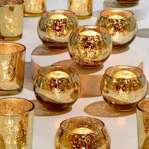 12pcs Gold Votive Candle Holders for Home Decor farmhouse candle Glass Gift