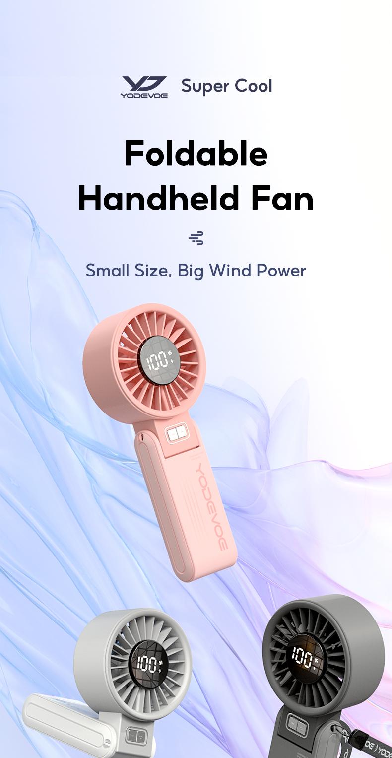 Yodevoe portable handheld turbine fan, 100 wind speed settings, USB rechargeable mini fan, with adjustable lanyard, suitable for outdoor travel, a gift for both men and women.