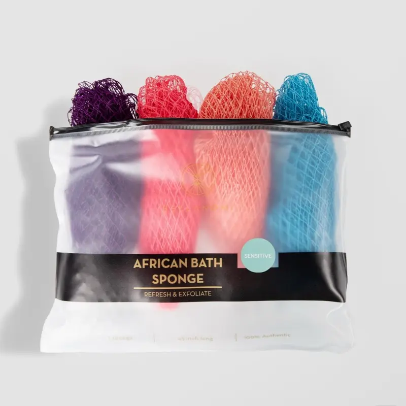 4 Pack African Exfoliating Net Sponge Bundle, Best Value Soft texture for Sensitive Skin,  bath sponge