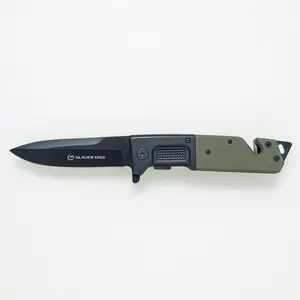 Tactical Folding Knife – Glacier Edge | Rescue Tool, Seatbelt Cutter & Glass Breaker Folding Knife with D2 Blade