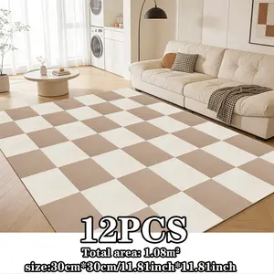 12-Piece Puzzle Rug Set, DIY Customizable Floor Decor, Lightweight Soft Comfort, Quick Installation, Ideal for Bedroom, Living Room, Office