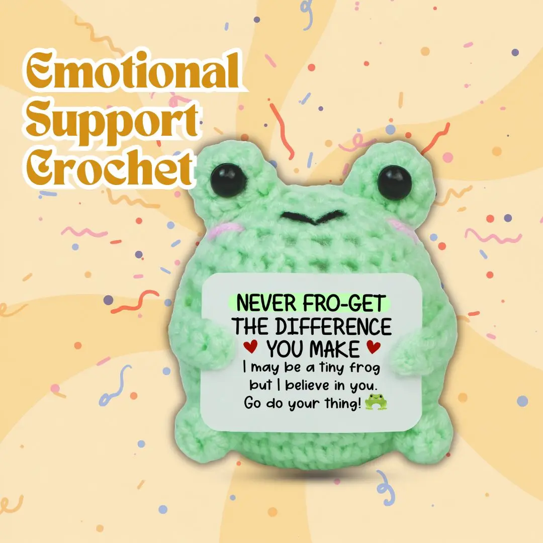 GRADUATION GIFTS - Thank You Gifts for Women Men - Handmade Emotional Positive Frog Crochet - Christmas Birthday Inspirational Appreciation Teacher Gifts for Women, Retirement Gift for Woman Coworkers Boss Friend